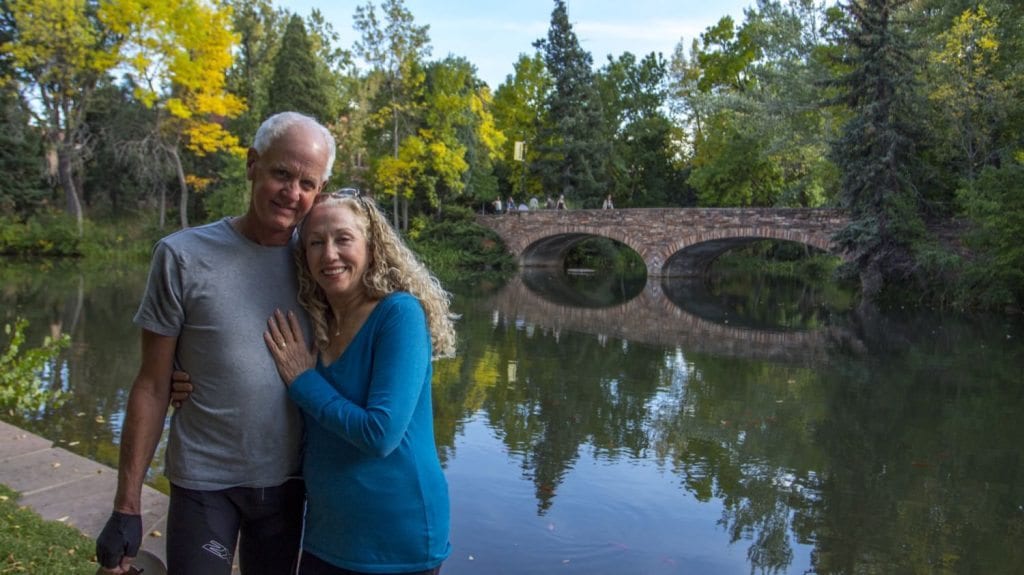 CU-Boulder's campus is place for more than just students. Dr. Lynn Lawerence and her fiancee Eric met last year on Valentine's Day and are getting married on the holiday next year. Lynn told me, "It's so nice to find love at 65." (Photo: Joseph Wirth)