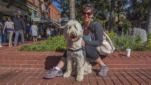 Although there is a law not allowing pets on the Pearl Street Mall it's still pretty laid back for dogs to come shopping. (Photo: Joseph Wirth)