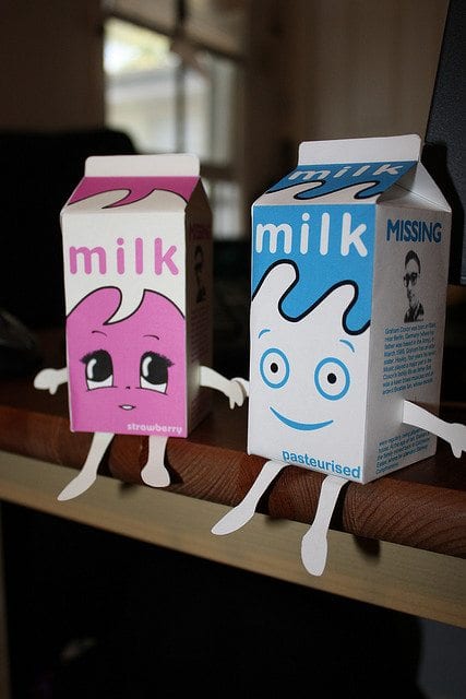 Photo courtesy of LaMenta3/Flickr. Milk cartons inspired by Blur's Coffee & TV music video. 