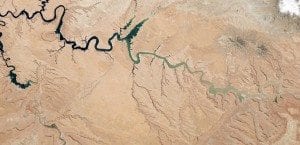 a-reservoir-of-the-colorado-river-lake-powell-stretches-across-the-border-between-utah-and-arizona-since-the-turn-of-the-century-it-has-suffered-from-drought-and-at-the-time-this-picture-was-taken-last-may-it-was-more-than-half-empty