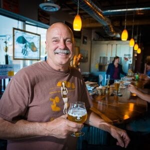 Now that Tom Horst is retired from teaching you can often find him serving some brew in his taproom, chatting with customers.