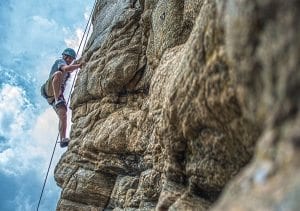 Jonah climbs at Sport Park in Boulder Canyon.
