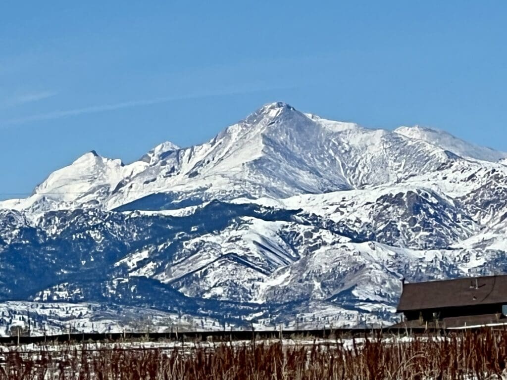 Boulder's  Favorite Winter Peak: Longs  snow covered