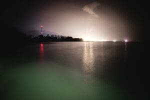 calm body of water during nighttime