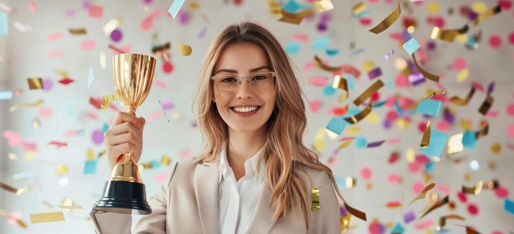 woman, victory, celebration, success, finish line, achievements, smile, senior, suit, business, person, outdoors, standing, lifestyle