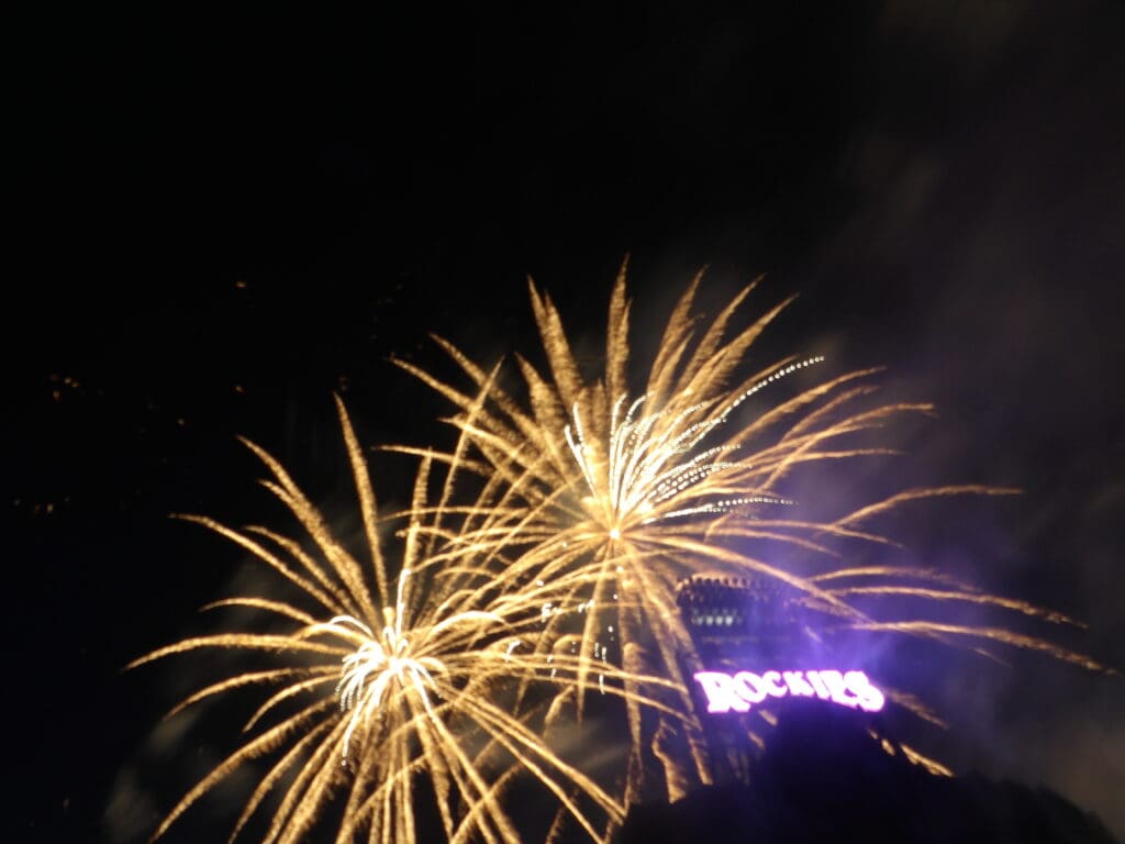 Fireworks Over Coors Field. Two star patterns