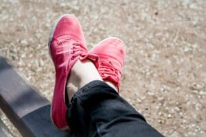 park, bank, legs, high, relax, wellness, quiet, sneakers, shoe, pink, youth, cool, human