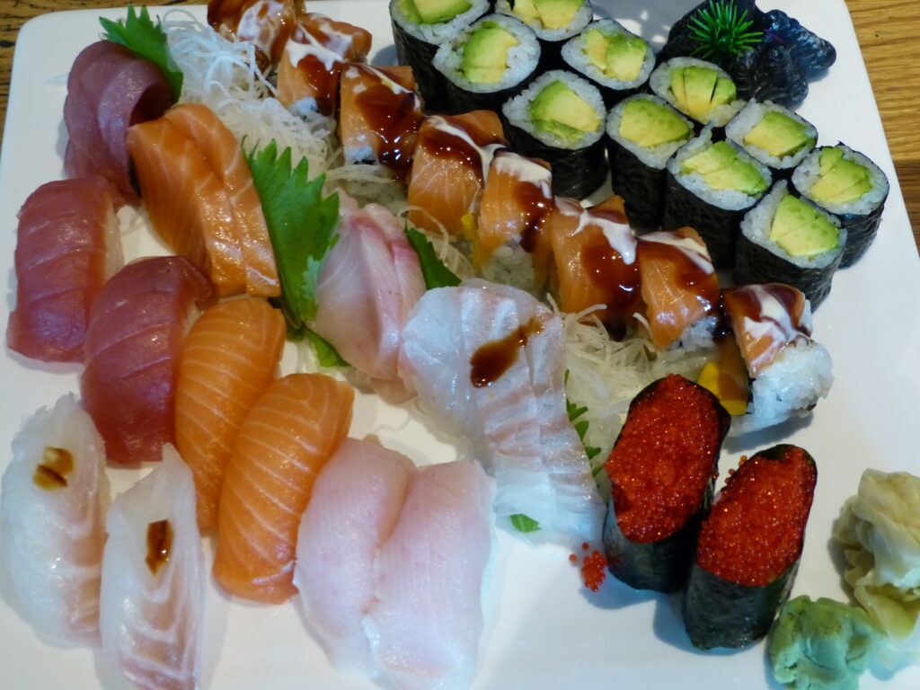 Fish roe is hidden on this platter