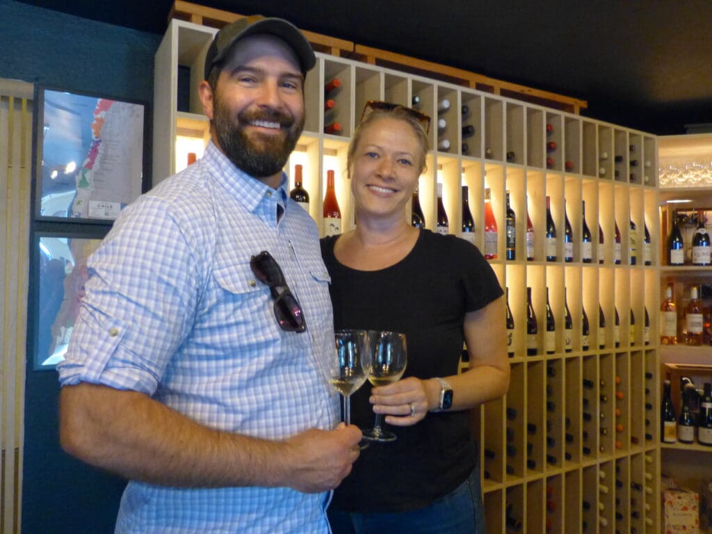 couple tasting wines at the weekly wine tasting