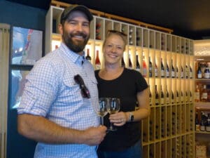 couple tasting wines at the weekly wine tasting