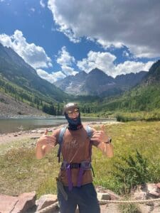 Reed Maiocco on Pyramid Mt., the final 14er in Colorado he climbed by age 19!