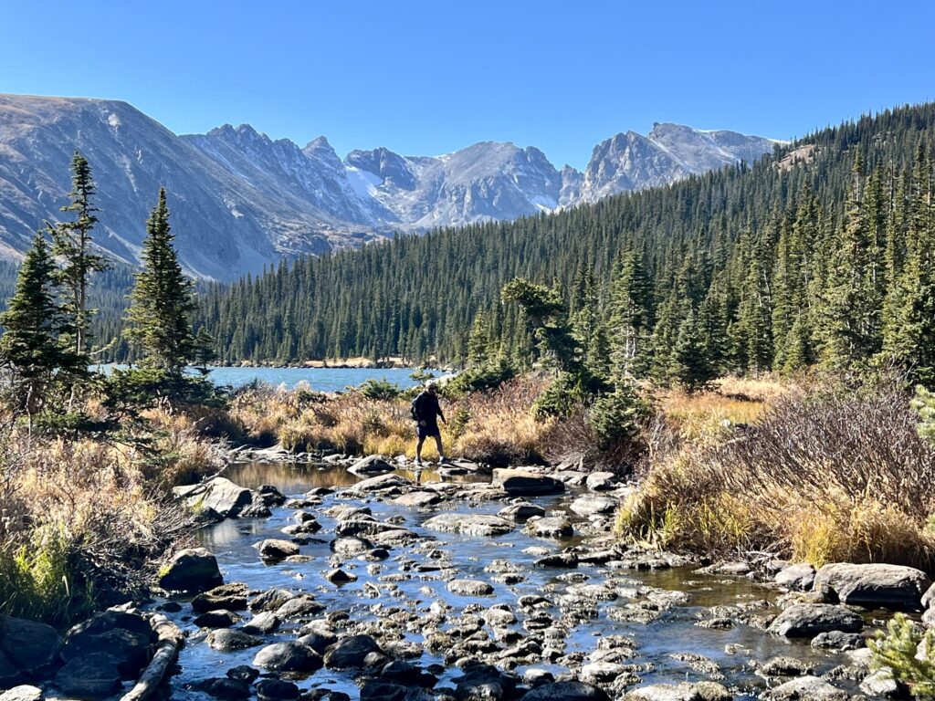 View from the West end of Brainard Lake to Long Lake up above it. 