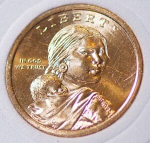Face of the Sacajawea $1 US coin