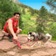 Reid Friedenberg hiking in the mountains with his puppy
