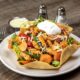 chicken, taco bowl, salad